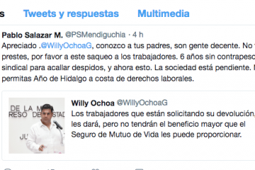 No te prestes al saqueo, le pide Pablo Salazar a Willy Ochoa