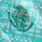Bandera de México sobre circuitos digitales como referencia de inteligencia artificial