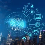 Ilustracion de tecnologia, inteligencia artificial y activos digitales
