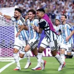 Jugadores de Argentina celebran durante el Mundial 2026 antes de la final contra Espana