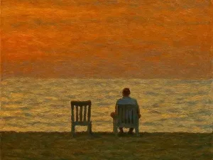 Pintura de una persona frente al mar usada para ilustrar una reflexion cultural