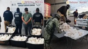 Carretes industriales donde autoridades localizaron metanfetamina en Sonora