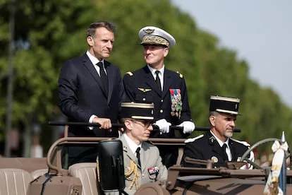 Emmanuel Macron durante el desfile militar del 14 de julio en Francia