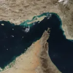 Vista satelital del estrecho de Ormuz