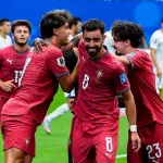 Jugadores de Portugal celebran durante partido del Mundial 2026