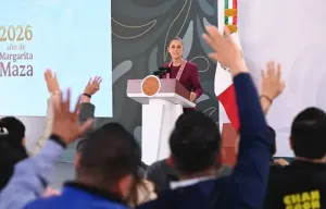Claudia Sheinbaum durante conferencia de prensa en Michoacán el 3 de julio de 2026