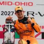 Piloto mexicano Pato O'Ward durante una carrera de IndyCar
