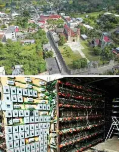 Equipos de cómputo asegurados en un inmueble investigado en Tlaola, Puebla