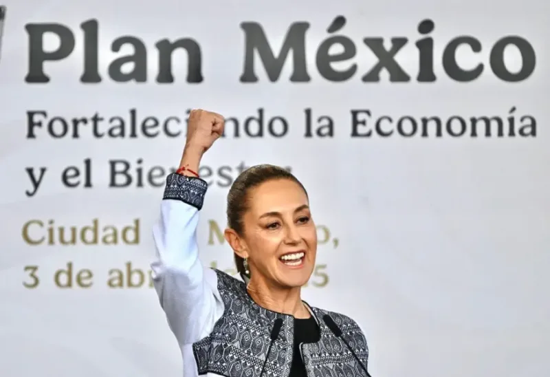 Claudia Sheinbaum durante un acto relacionado con el Plan México