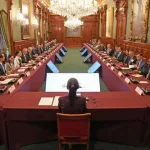 Claudia Sheinbaum durante una reunión con empresarios de México y Estados Unidos en Palacio Nacional